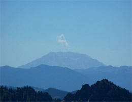 A puff of smoke from Mount St. Helens