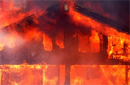 Exterior Gable Engulfed in Flame