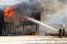 Firefighters Train at a Beach House Live Burn