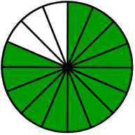 fraction circle thirteen-sixteenths green