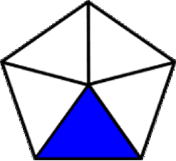 fraction one-fifth blue pentagon