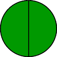 fraction circle two-halves green