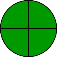 fraction circle four-fourths green