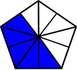 fraction five-tenths blue pentagon