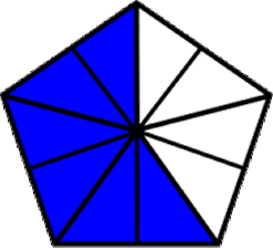 fraction six-tenths blue pentagon