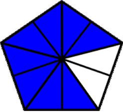 fraction eight-tenths blue pentagon