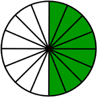 fraction circle eight-sixteenths green